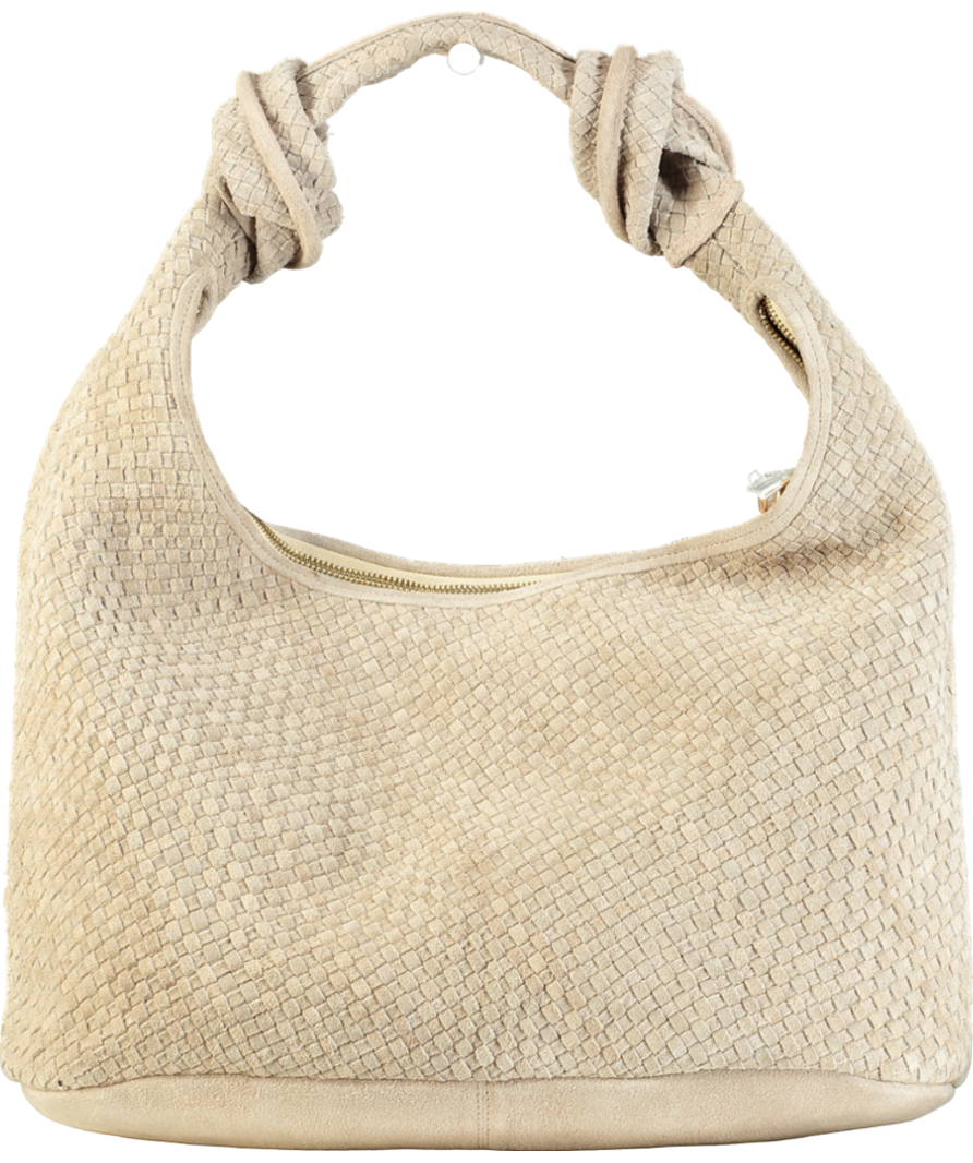 Mint Velvet Beige Woven Knot Handle Shoulder Bag