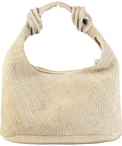 Mint Velvet Beige Woven Knot Handle Shoulder Bag