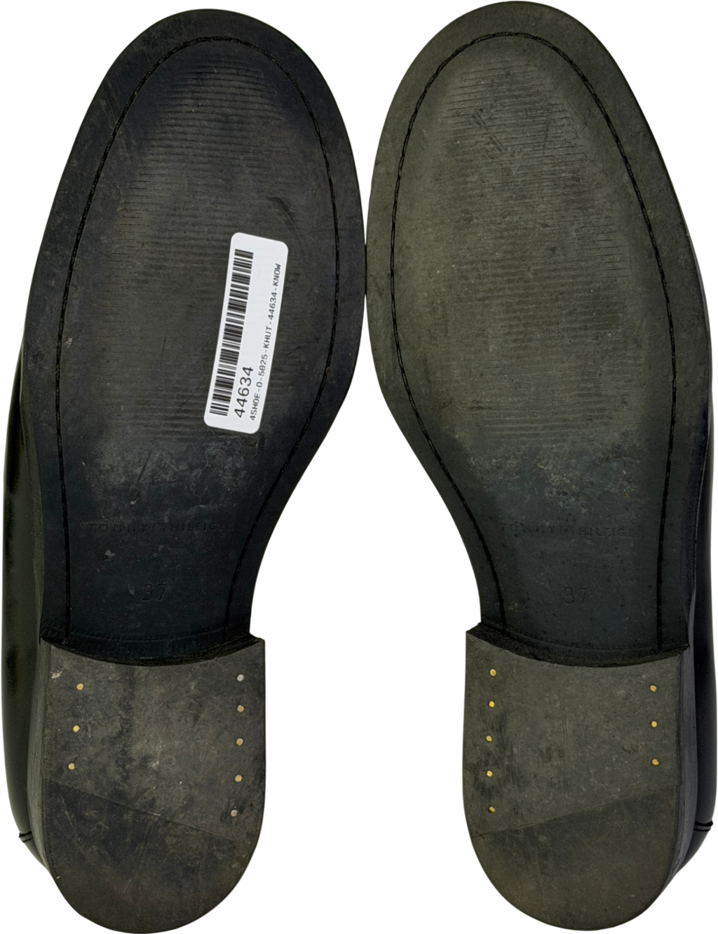 Tommy Hilfiger Black Th Monogram Leather Loafers UK 4 EU 37 👠