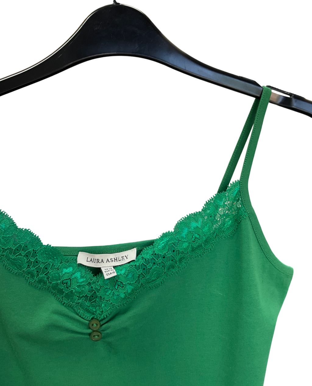 laura ashley Green Camisole Top With Lace Trim UK 14