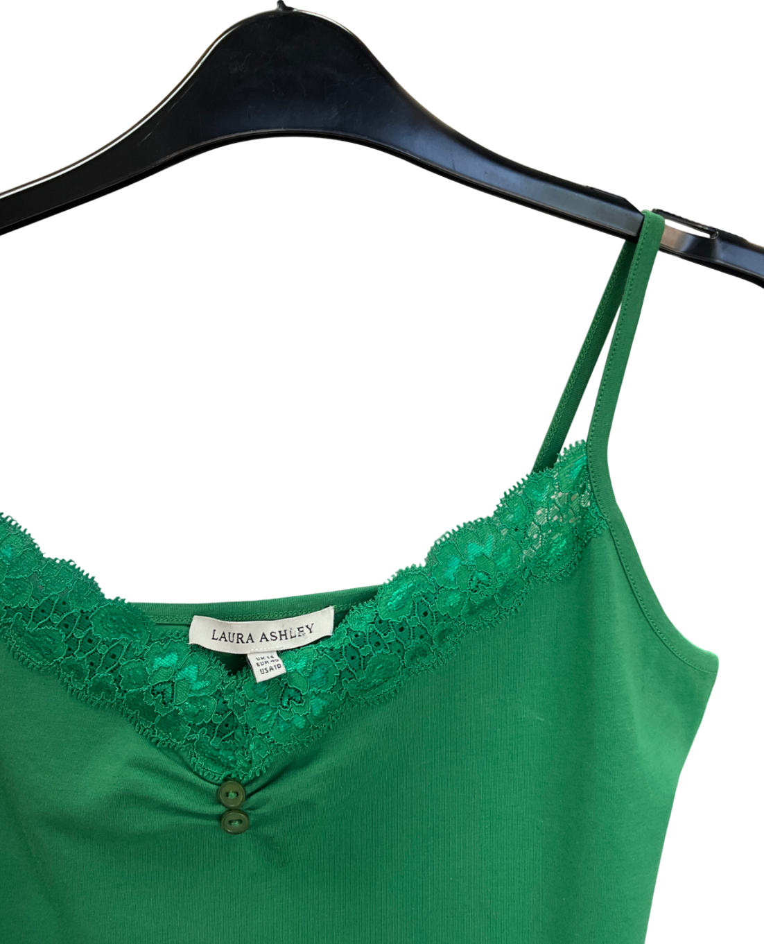 laura ashley Green Camisole Top With Lace Trim UK 14