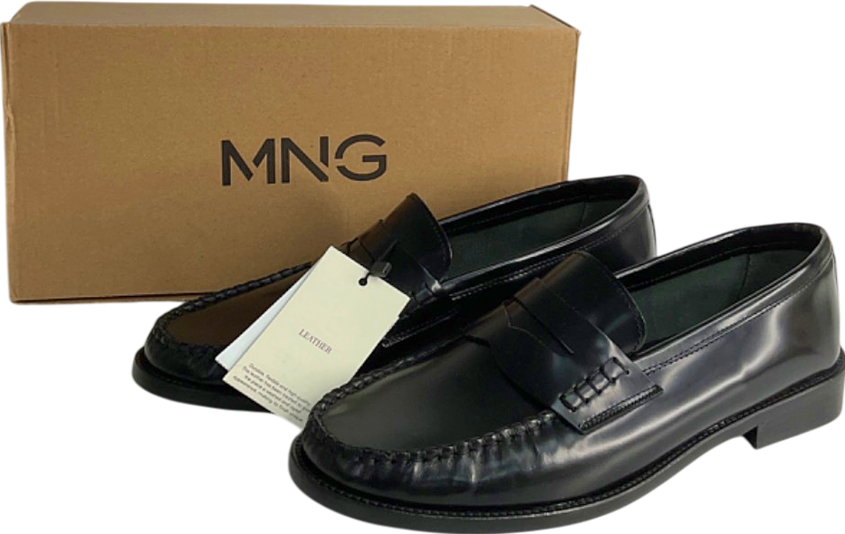 MANGO MNG Black Leather Loafers EU 40 UK 7
