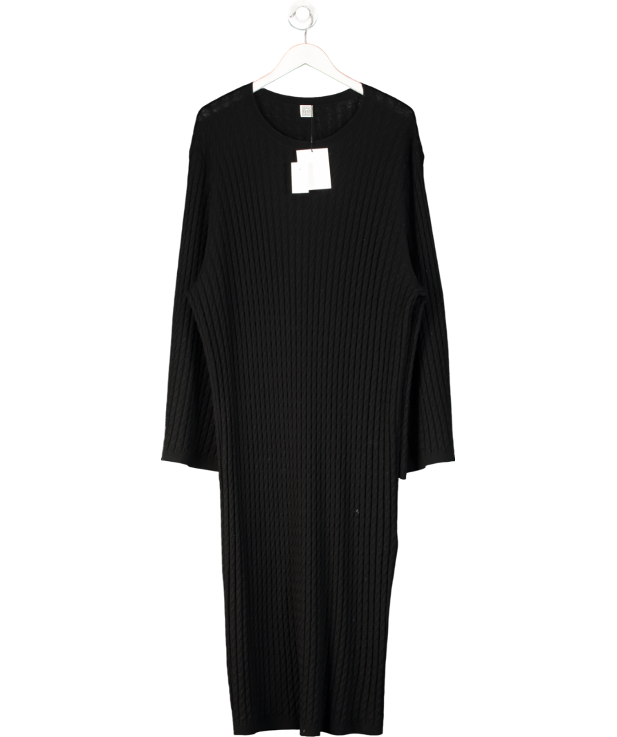 Totême Black Wool Cable knit Dress UK M