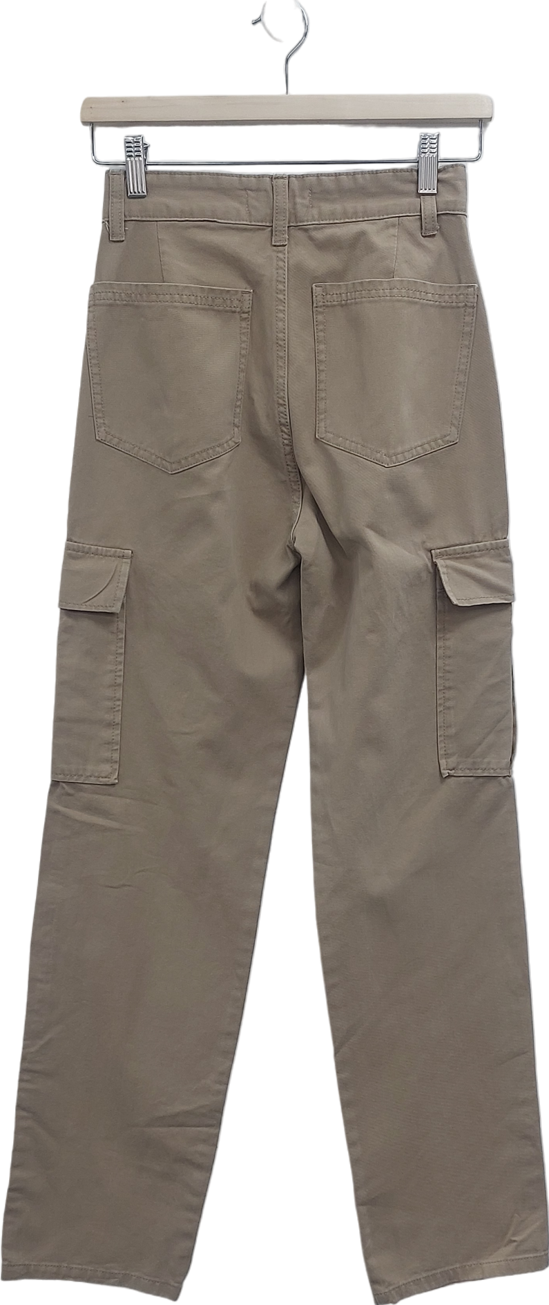 Stradivarius Beige Straight Leg Cargo Trousers In Stone UK 6