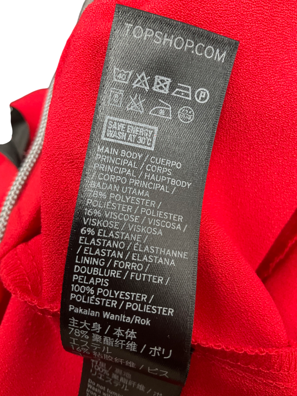 Topshop Red Tapered Leg Belted Trousers UK 14