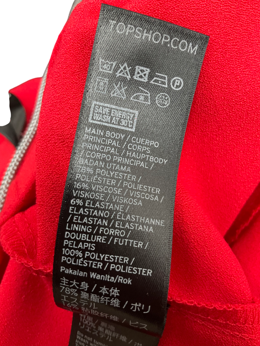 Topshop Red Tapered Leg Belted Trousers UK 14