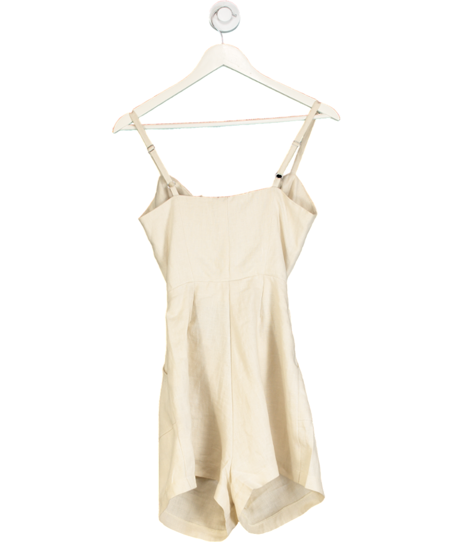 Reformation Beige Natural Linen Tie Back Romper Us6 UK 10