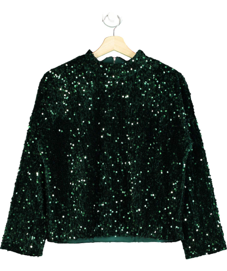 J.Mclaughlin Green Leeza Sequin Top UK M