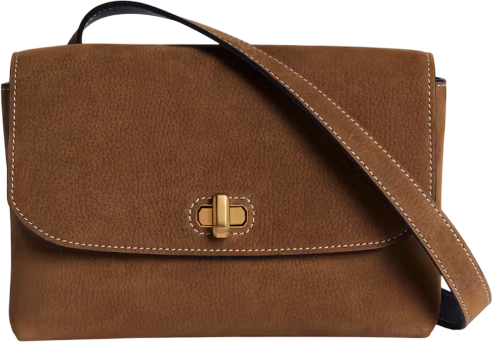 ME + EM Tan Brown Day Nubuck Leather Crossbody Bag