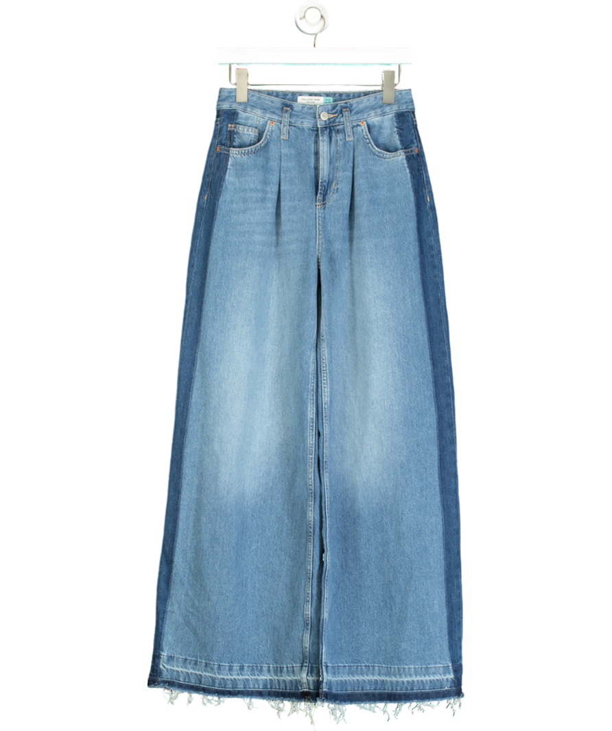 Next Blue Side Stripe Palazzo Wide Leg Jeans UK 6