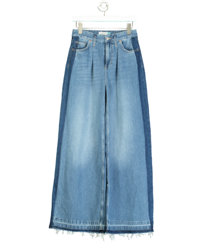 Next Blue Side Stripe Palazzo Wide Leg Jeans UK 6