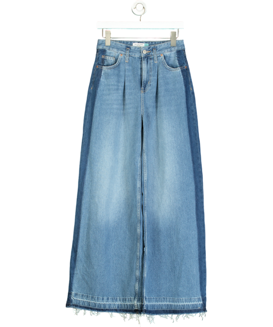 Next Blue Side Stripe Palazzo Wide Leg Jeans UK 6