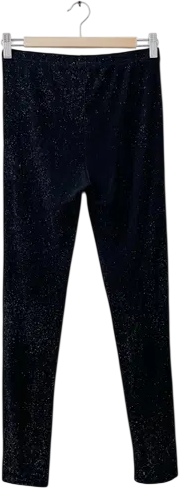 REISS Black Glitter Leggings UK M