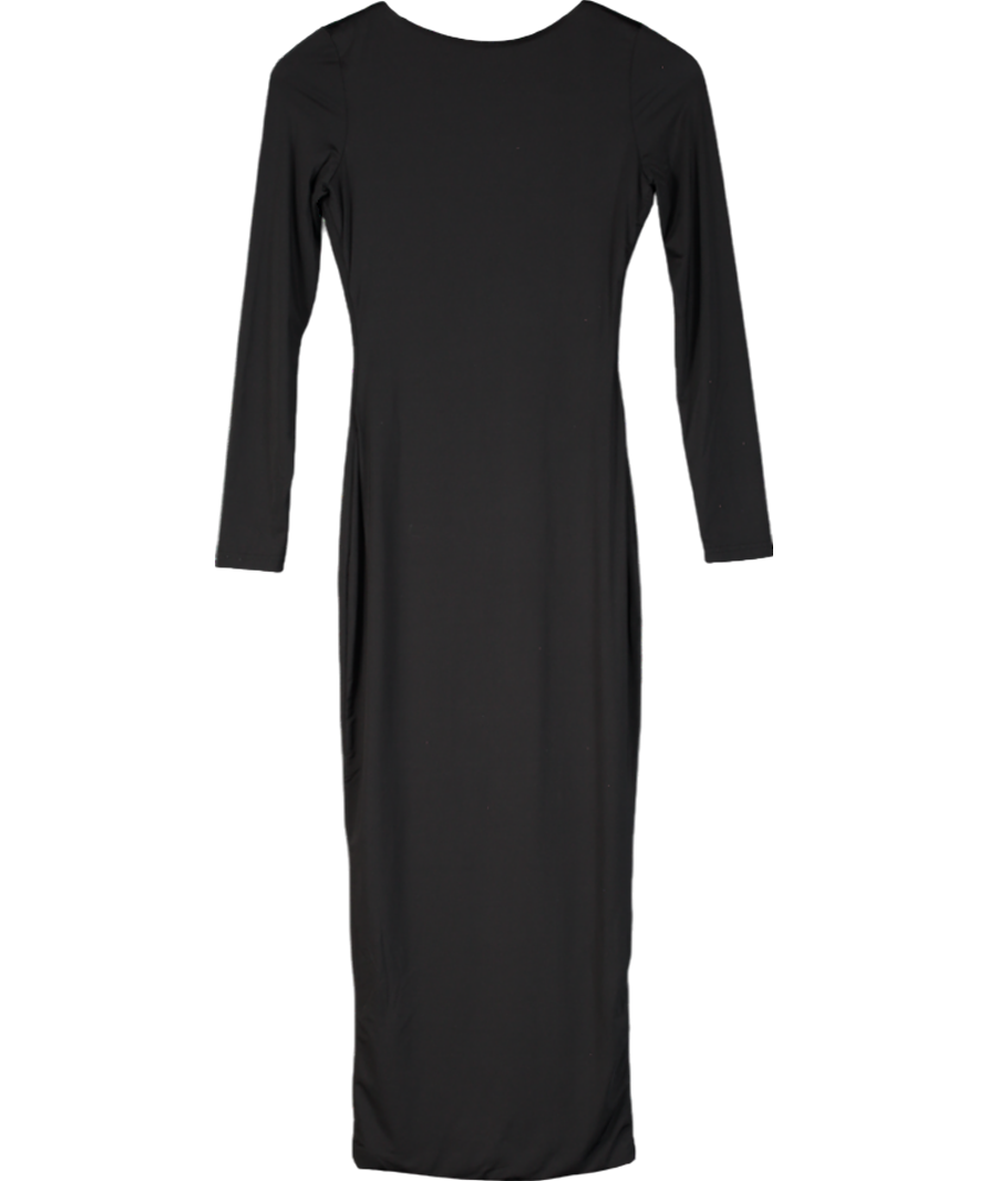 Meshki Black Cami Backless Long Sleeve Midi Dress UK XS