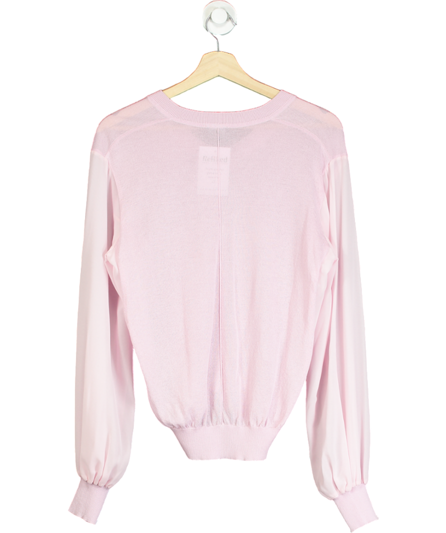 Karen Millen Pink Knit Sheer Sleeve Top UK XS