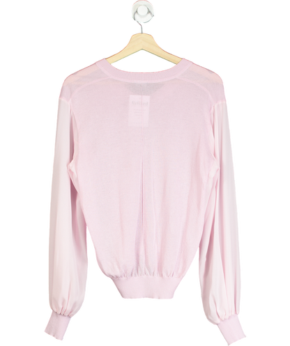 Karen Millen Pink Knit Sheer Sleeve Top UK XS