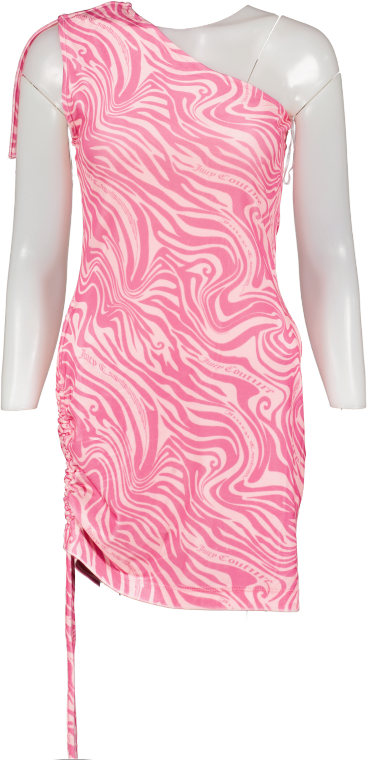 Juicy Couture Pink Swirl One Shoulder Mini Dress UK M