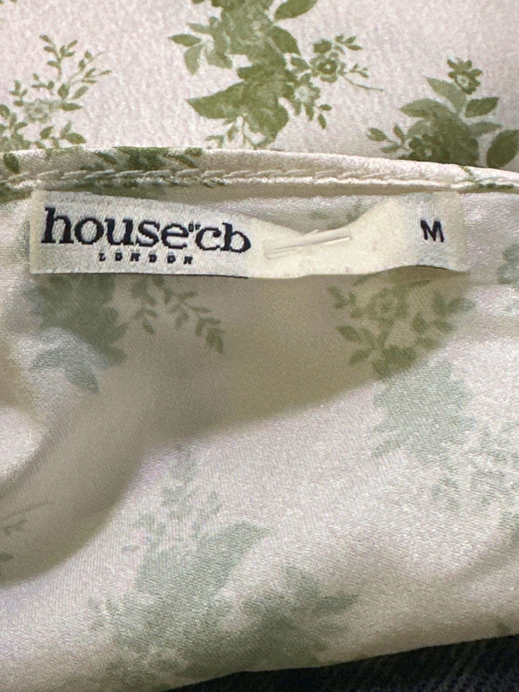 House of CB Green CLARISSA GARDEN PRINT LACE TRIM TOP UK M