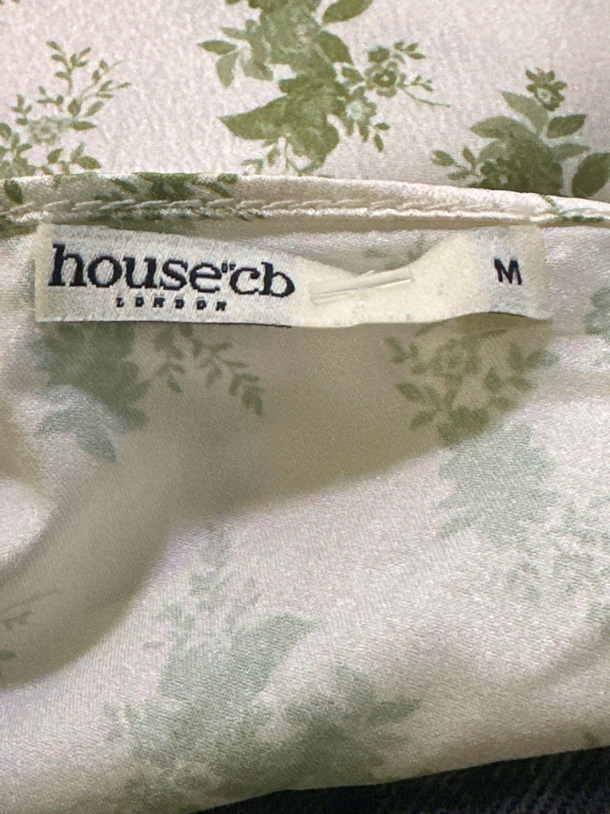 House of CB Green CLARISSA GARDEN PRINT LACE TRIM TOP UK M