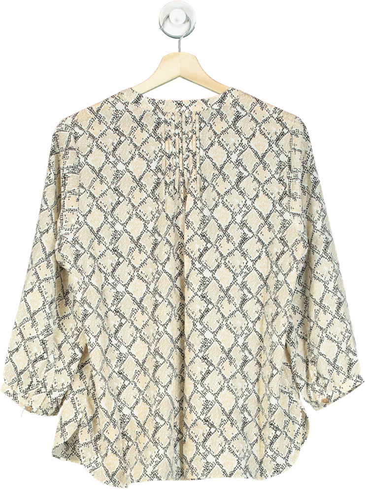 NYDJ Beige Snake Print Pintuck Blouse UK S