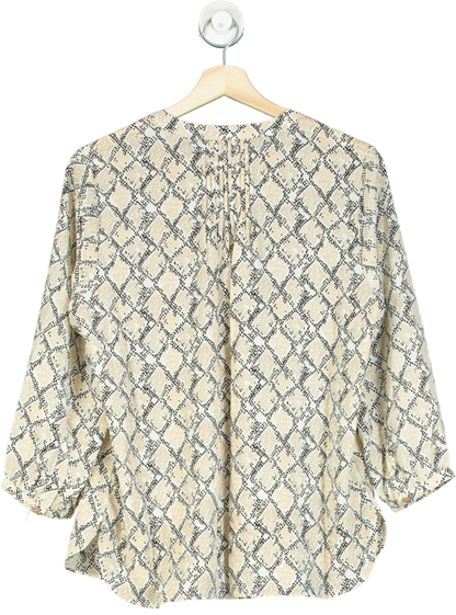 NYDJ Beige Snake Print Pintuck Blouse UK S