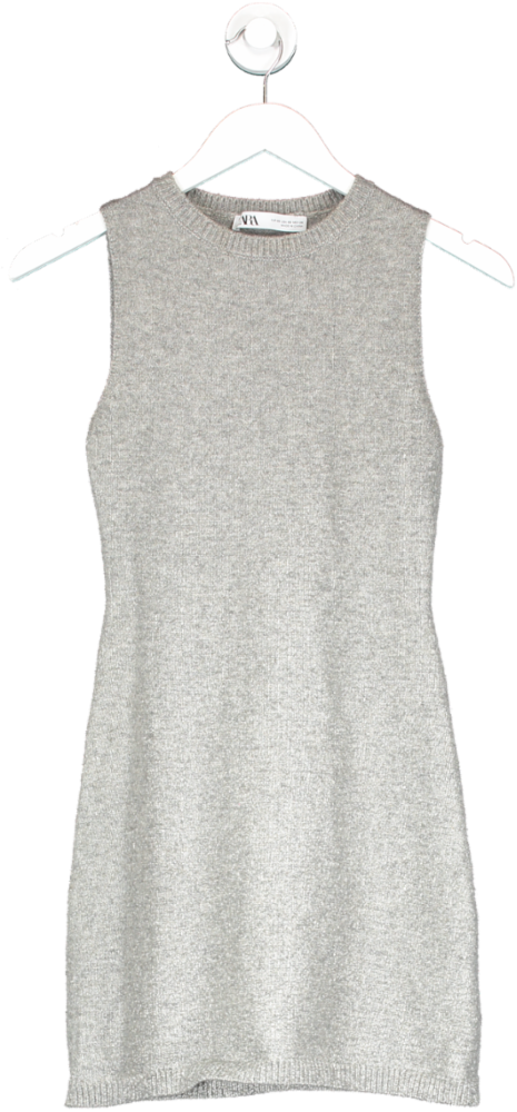 ZARA Grey Soft Knit Mini Dress UK XS
