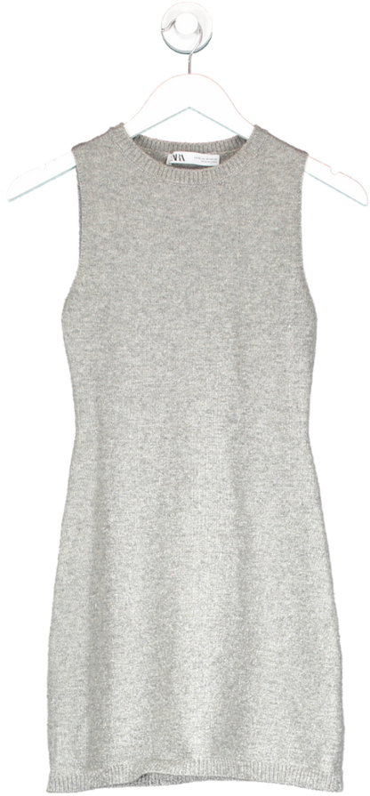 ZARA Grey Soft Knit Mini Dress UK XS