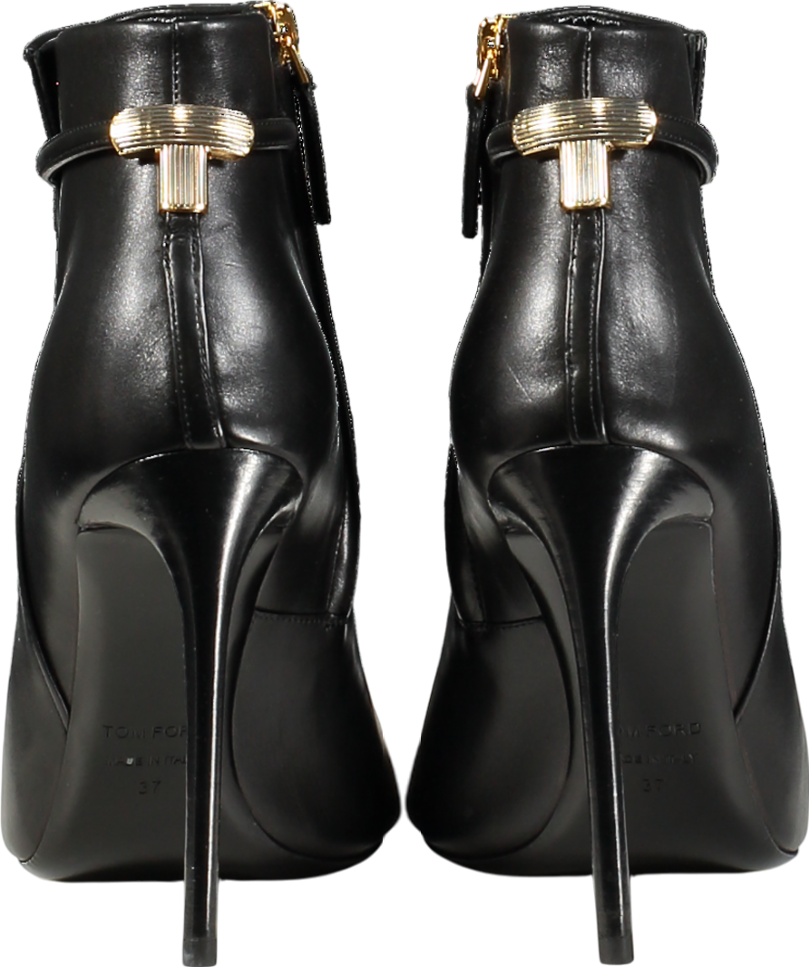 Tom Ford Black Leather Zip Up Open-toe Ankle Boots UK 4 EU 37 👠