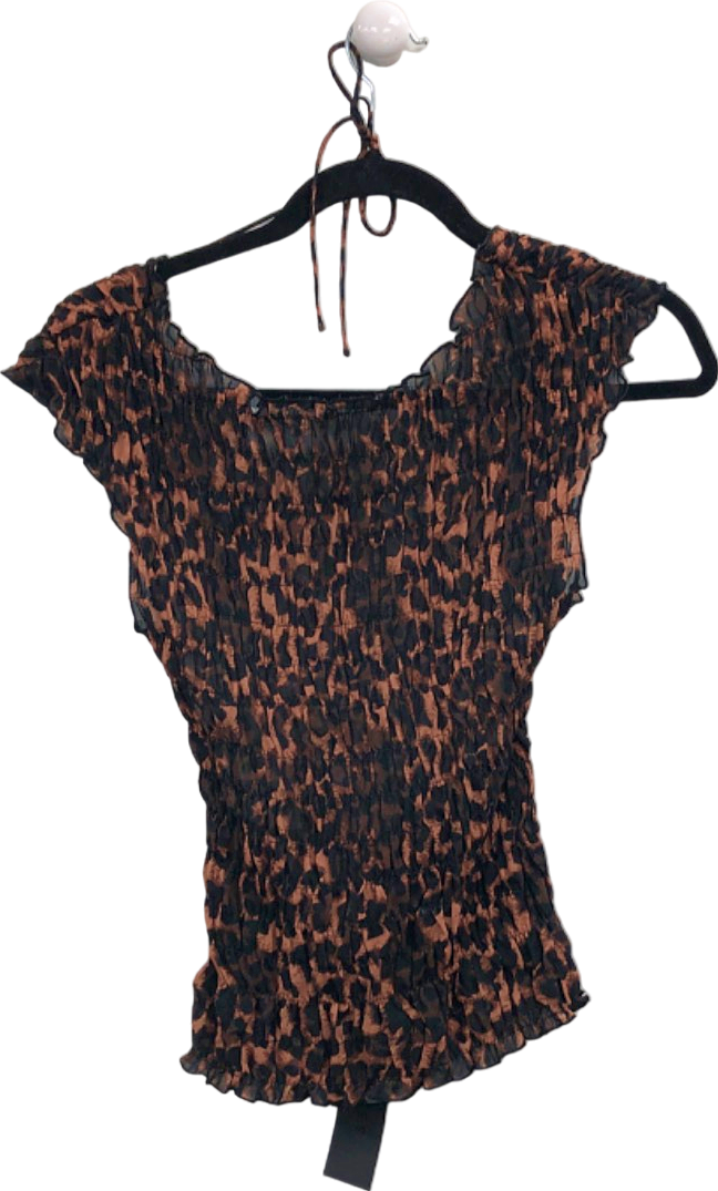 Lioness Leopard Print Pleated Crop Top UK XS