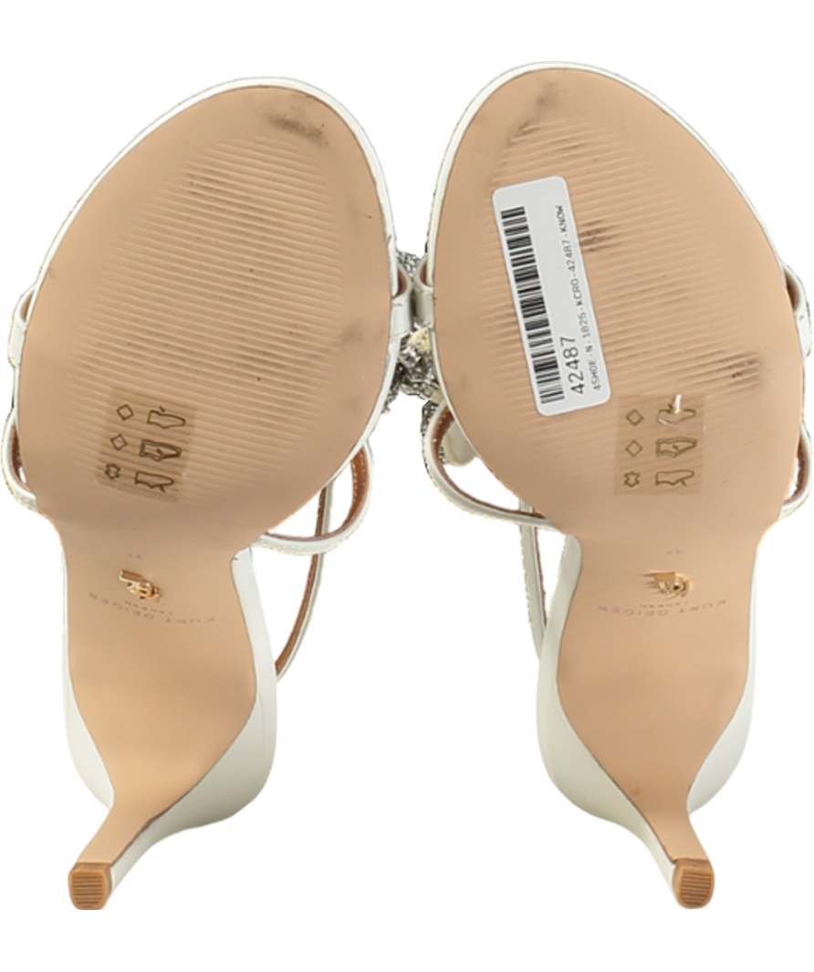Kurt Geiger White Bromley Bow Sandals UK 4 EU 37 👠