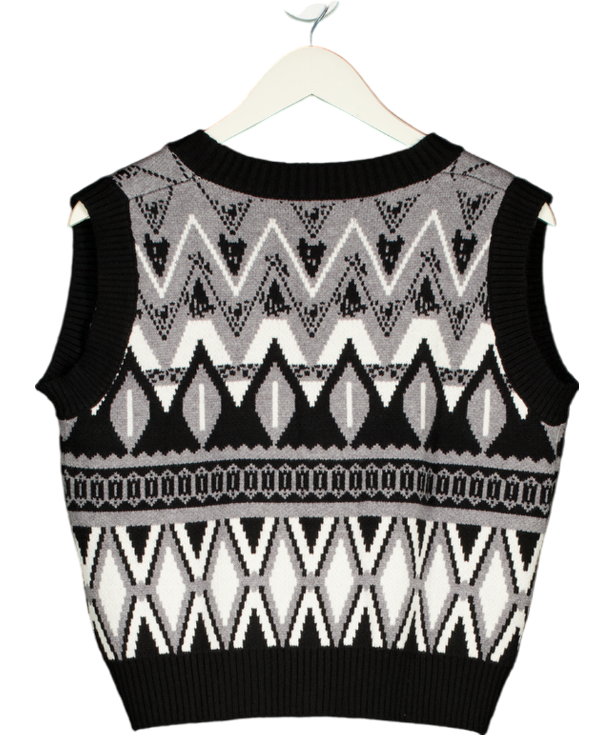 S-DEER White Vintage Argyle V-neck Sweater Vest UK S