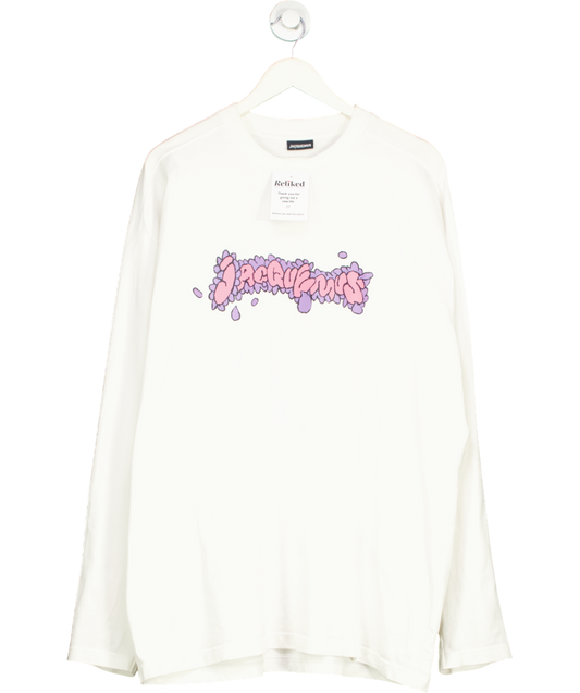 JACQUEMUS White Desenho Printed 100% Cotton Top UK XXL