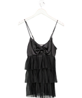 victoria's Secret Black Satin And Tulle Tiered Slip With Bow UK S
