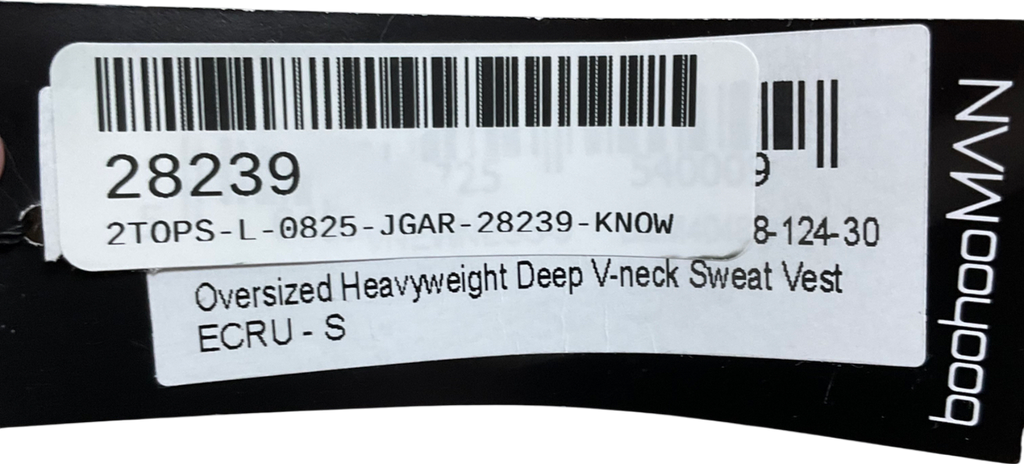 boohooMan Cream Oversized Heavyweight Deep V-neck Sweat Vest UK S