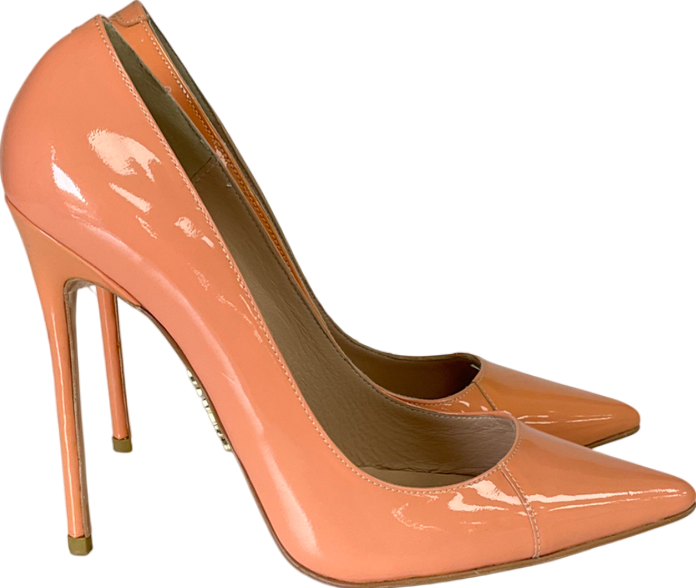 House of CB Orange Paris 5" Tan Patent Leather Pointy Toe Heels UK 4 EU 37 👠