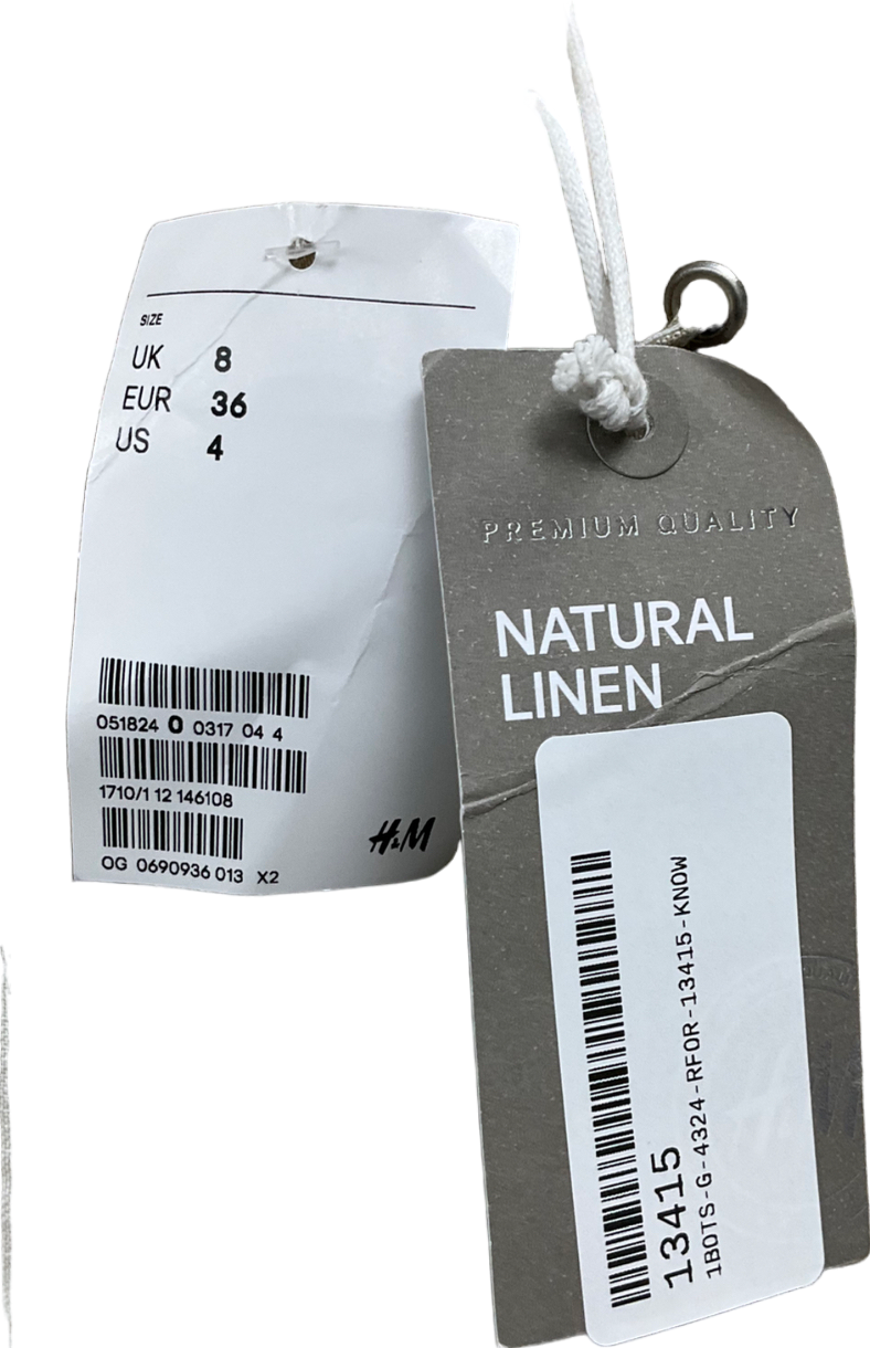 H&M Beige Striped Linen Trousers UK 8