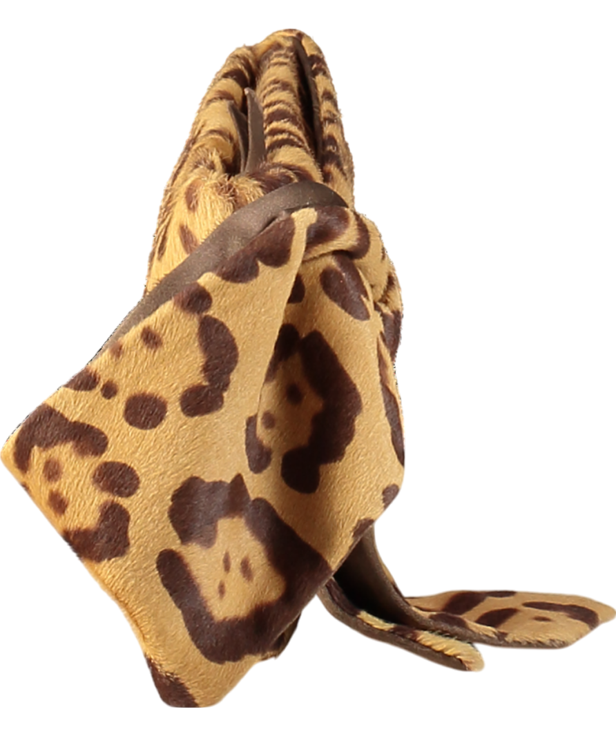 Valentino Brown Leopard Print Pony Hair Bow Clutch Bag