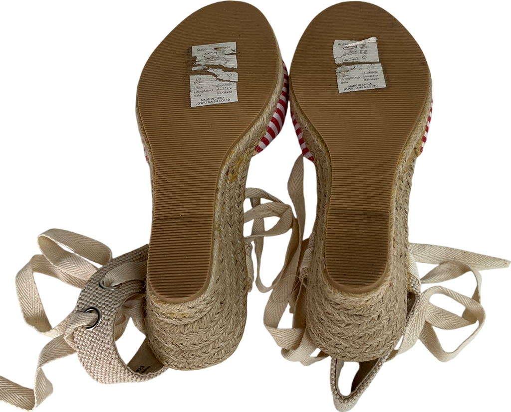 heavenly soles Beige Wedged Sandals With Red And White Stripes UK 6 EU 39 👠