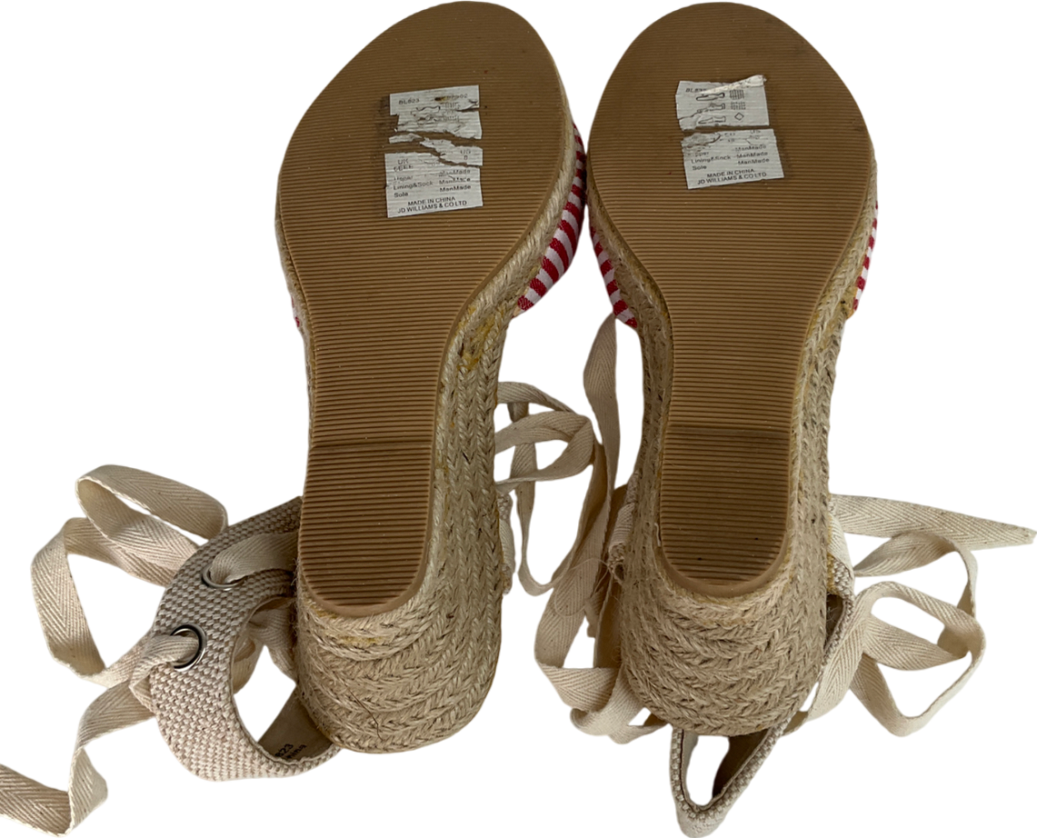 heavenly soles Beige Wedged Sandals With Red And White Stripes UK 6 EU 39 👠