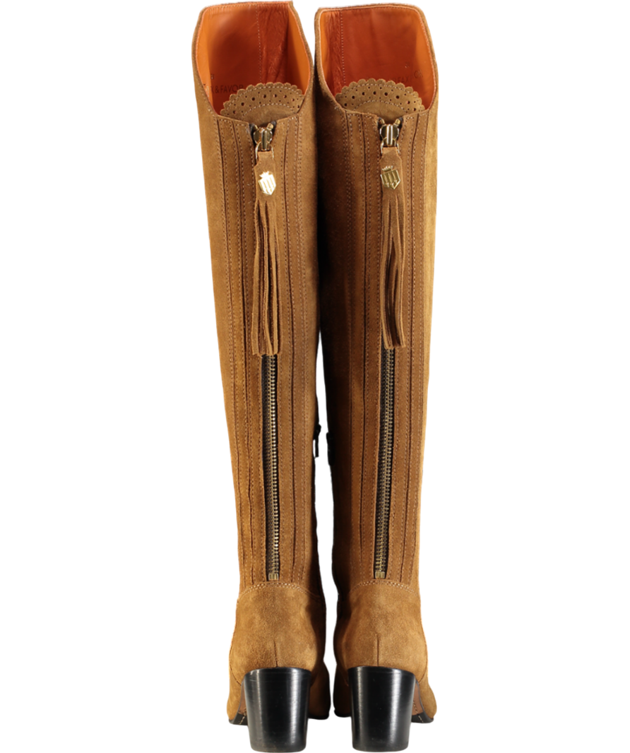 Fairfax & Favor Brown Suede Amira Knee Heeled Boots UK 6 EU 39 👠