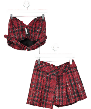 NBD Red Saffia Mini Skirt And Corset Top UK S/M