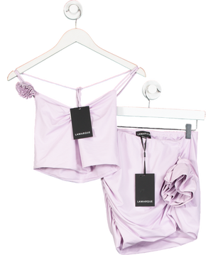 Lamarque Purple Azalia Ruched Mini Skirt And Tayana Hankerchief Top UK XS