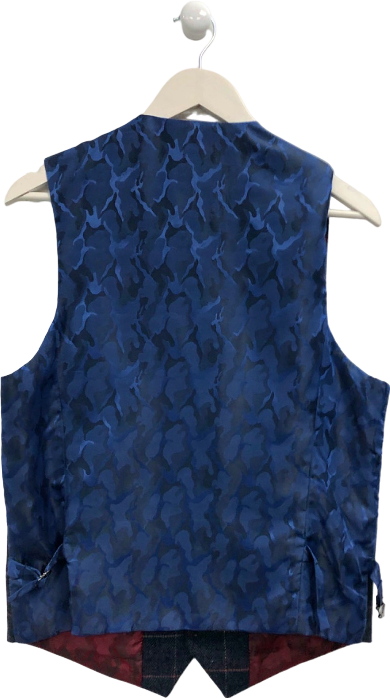 Marc Darcy Blue Eton Checked Waistcoat UK 40