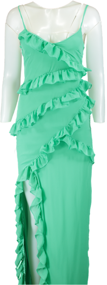 Pretty Little Thing Green Ruffle Dress UK 6