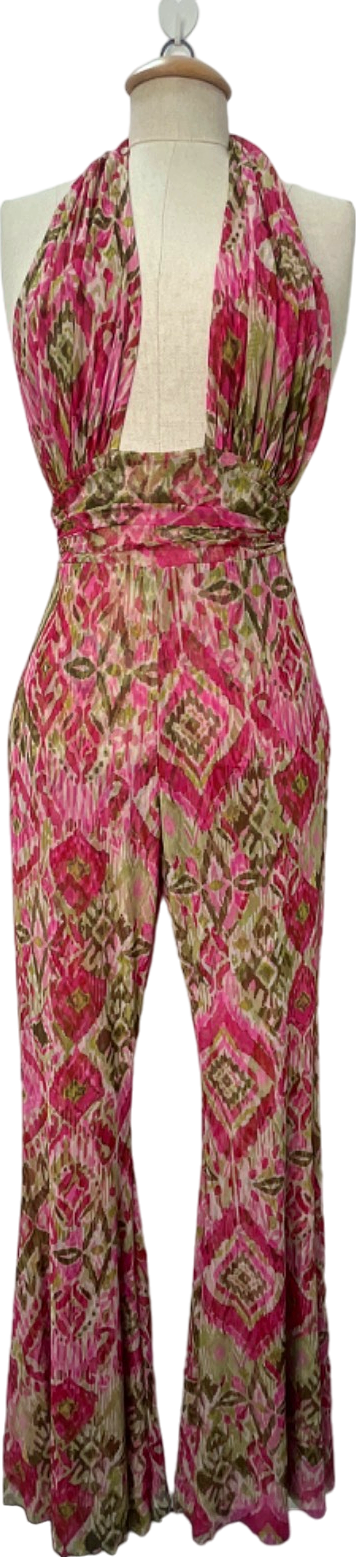 Misa Los Angeles Pink Multi-Color Halter Jumpsuit XS (UK 4)