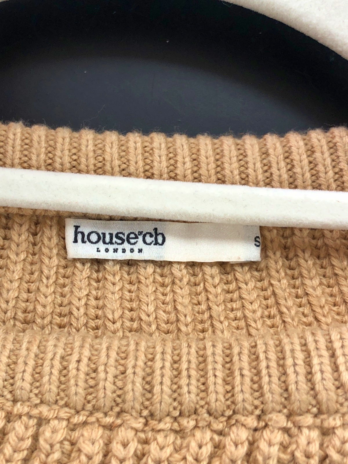 House of CB Camel Ribbed Knit Cut Out Crop Jumper UK S