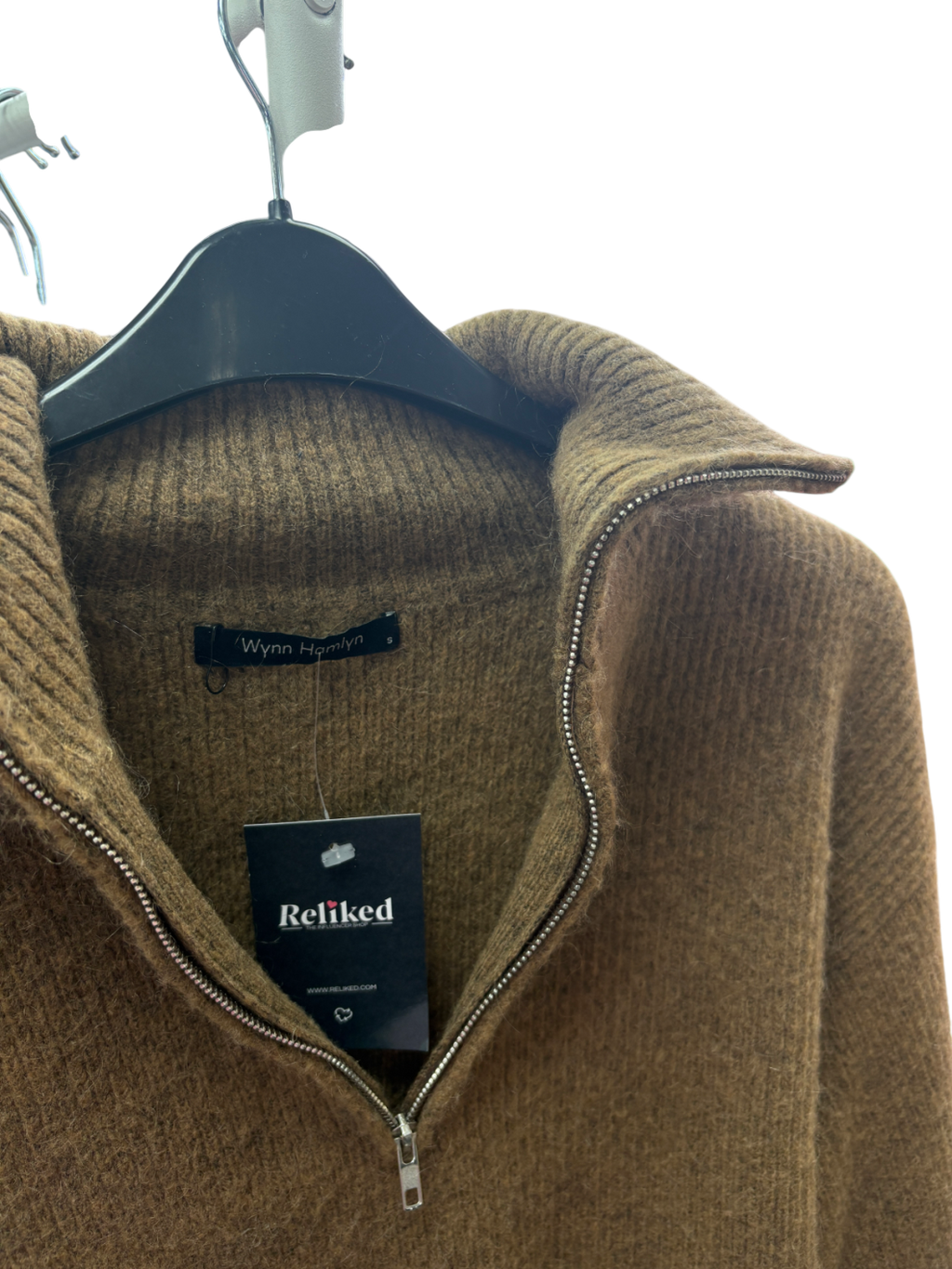 Wynn Hamlyn Brown Walter Half Zip Knitted Sweater UK S