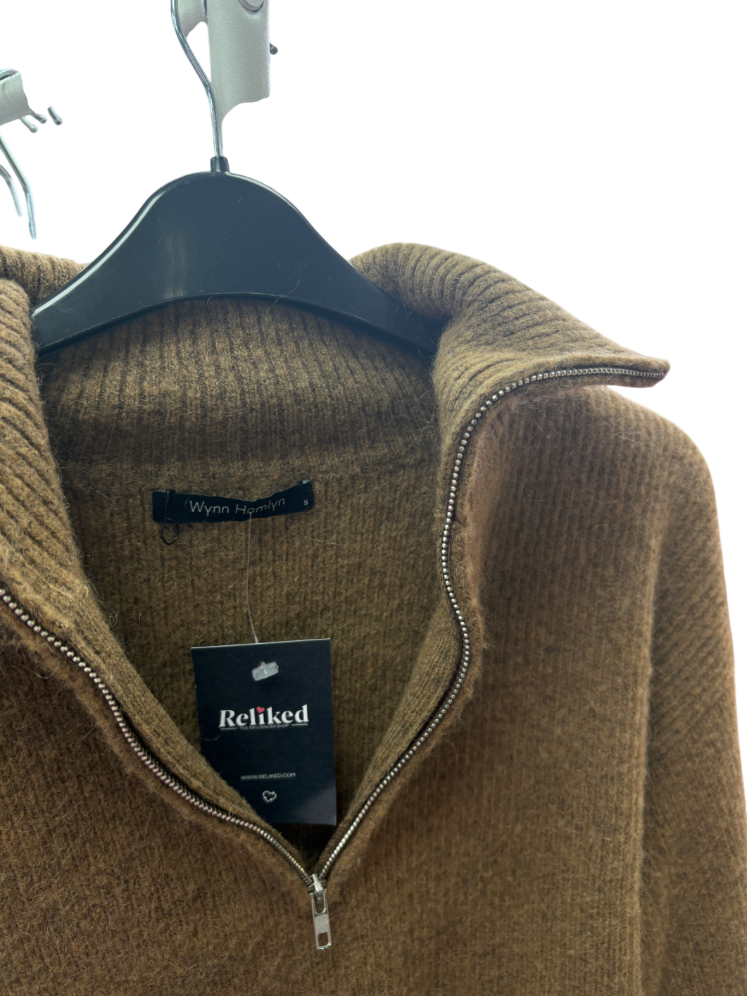 Wynn Hamlyn Brown Walter Half Zip Knitted Sweater UK S