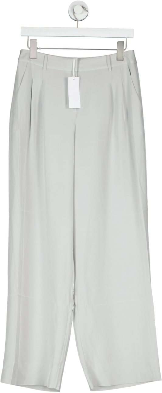The White Company Grey Silk Blend Wide Leg Lux Trousers UK 10