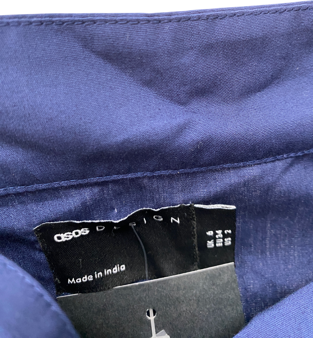 ASOS Blue Halter Ruffle Hem Mini Dress UK 6